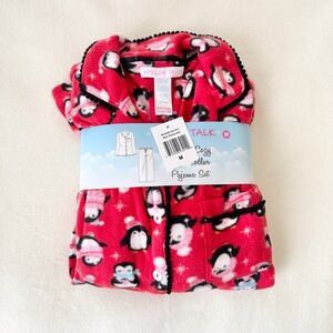 Christmas Pillow Talk Red Fleece Penguin Pajama Set – Size M – NWT